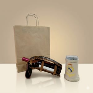 Porta Botella de Vino de Cuero Personalizado con Bolsa de Regalo