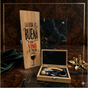 Estuche de Vino Premium en Bambú — Pequeño | Regalo Personalizable