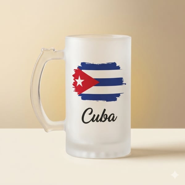 2026/06/1000844579.png Jarra de Cerveza Esmerilada Bandera de Cuba Personalizable