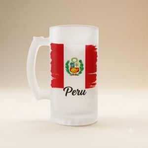 Jarra de cristal esmerilado Perú — Orgullo Quechua, Personalizable