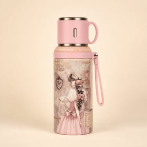 Termo Sweet Candy Rosa — Botella Térmica con Tapa Taza