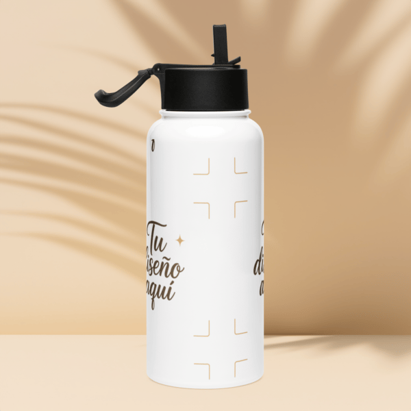 Botella de acero inoxidable con tapa de pajita - Personalizable