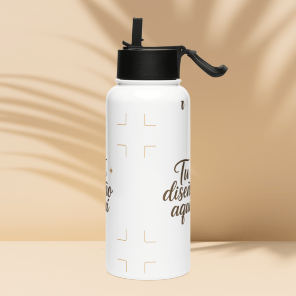 Botella de acero inoxidable con tapa de pajita - Personalizable