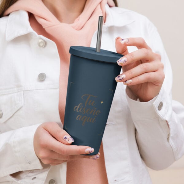 Vaso térmico con pajita - personalizado