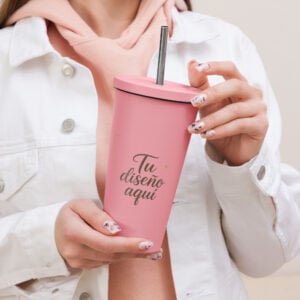 Vaso térmico con pajita - personalizado