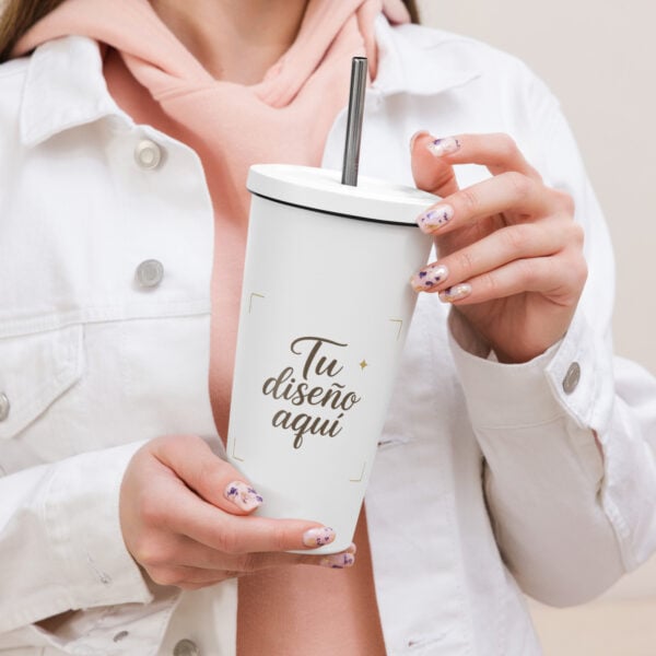 Vaso térmico con pajita - personalizado